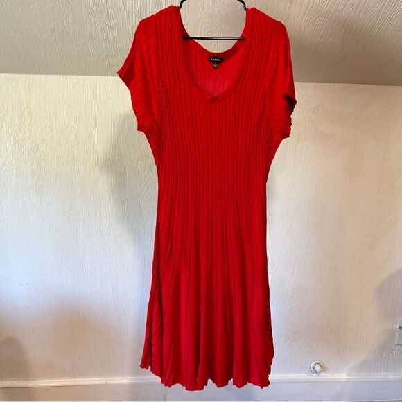 Torrid Cherry Red Ribbed Knit Sweater Short sleeves Dress - Picture 3 of 11